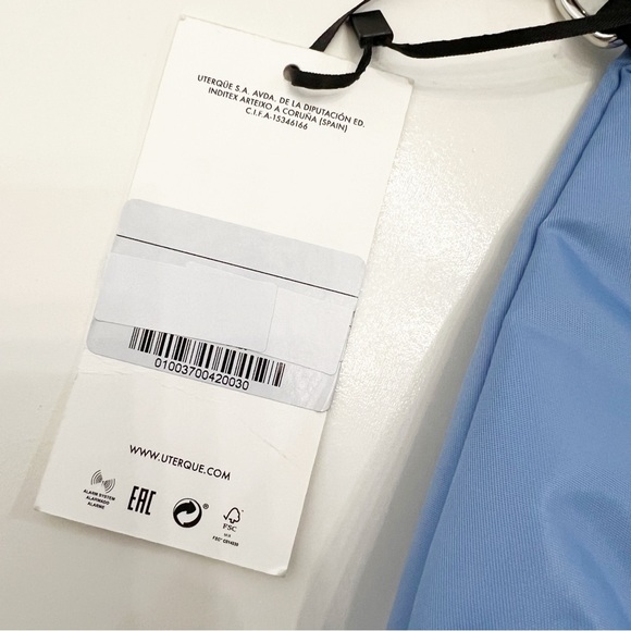 Uterque Foldover Envelope Puffer Clutch Wristlet Bag Blue - Picture 2 of 6